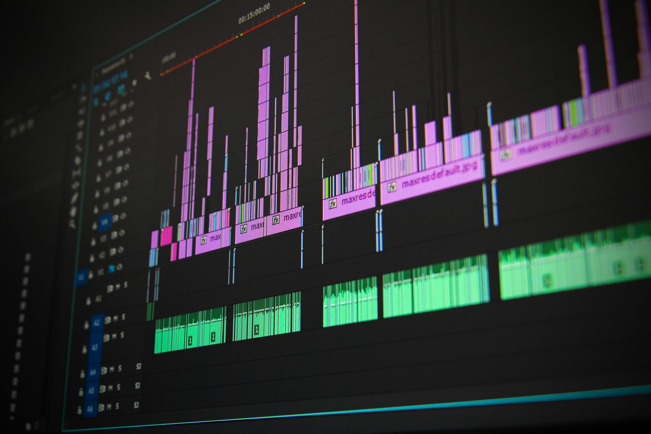 Post Production Close up of some editing a video using professional software