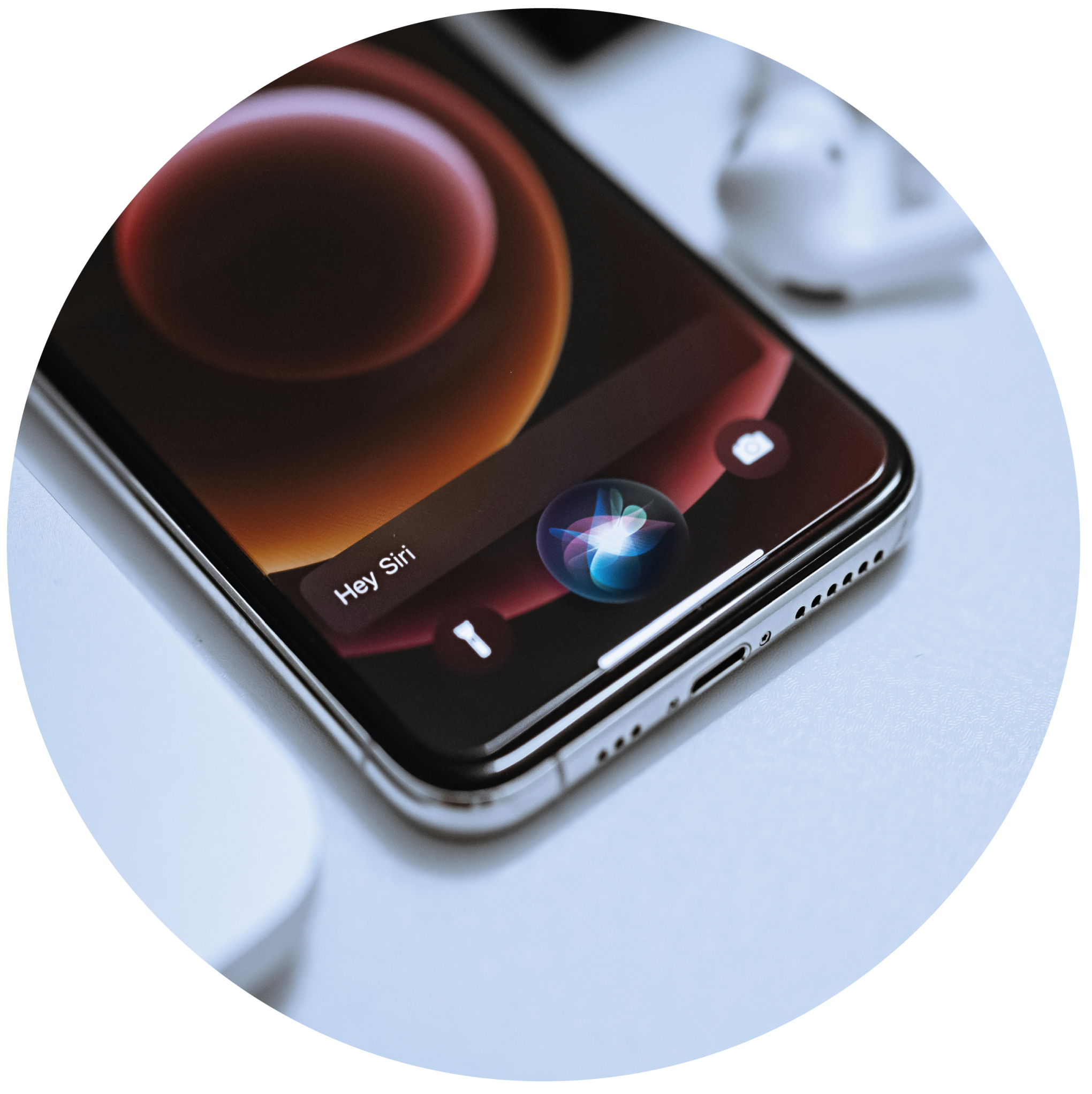 Image of a mobile device featuring Siri voice search