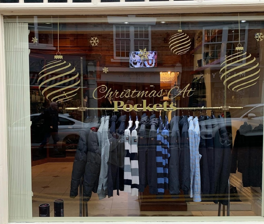 Simple/Modern Window Graphic in Gold Lettering