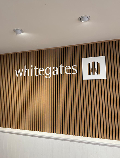 whitegate raised lettering