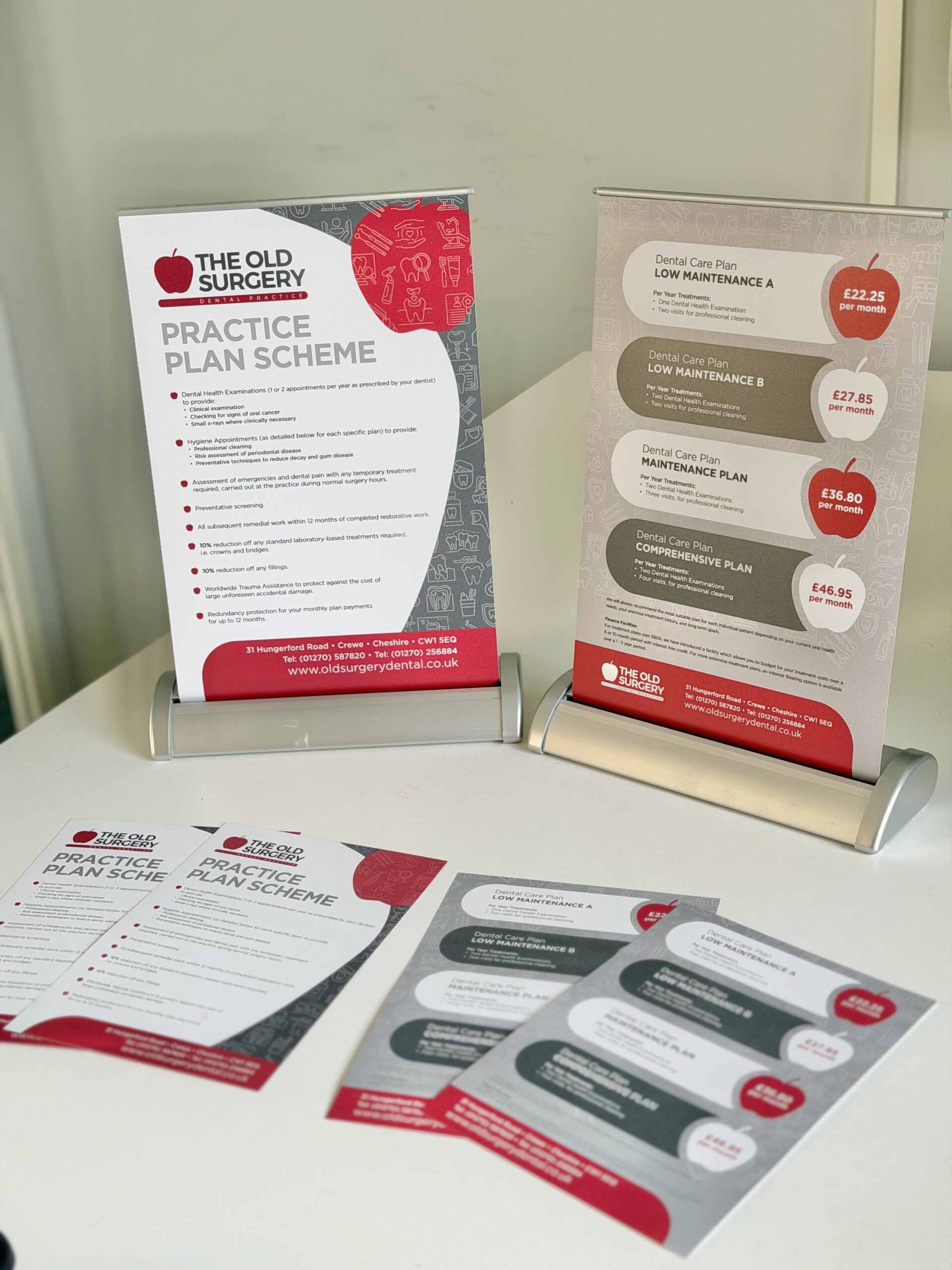 Small pull-up banner designed and printed for The Old Surgery Dental in Crewe
