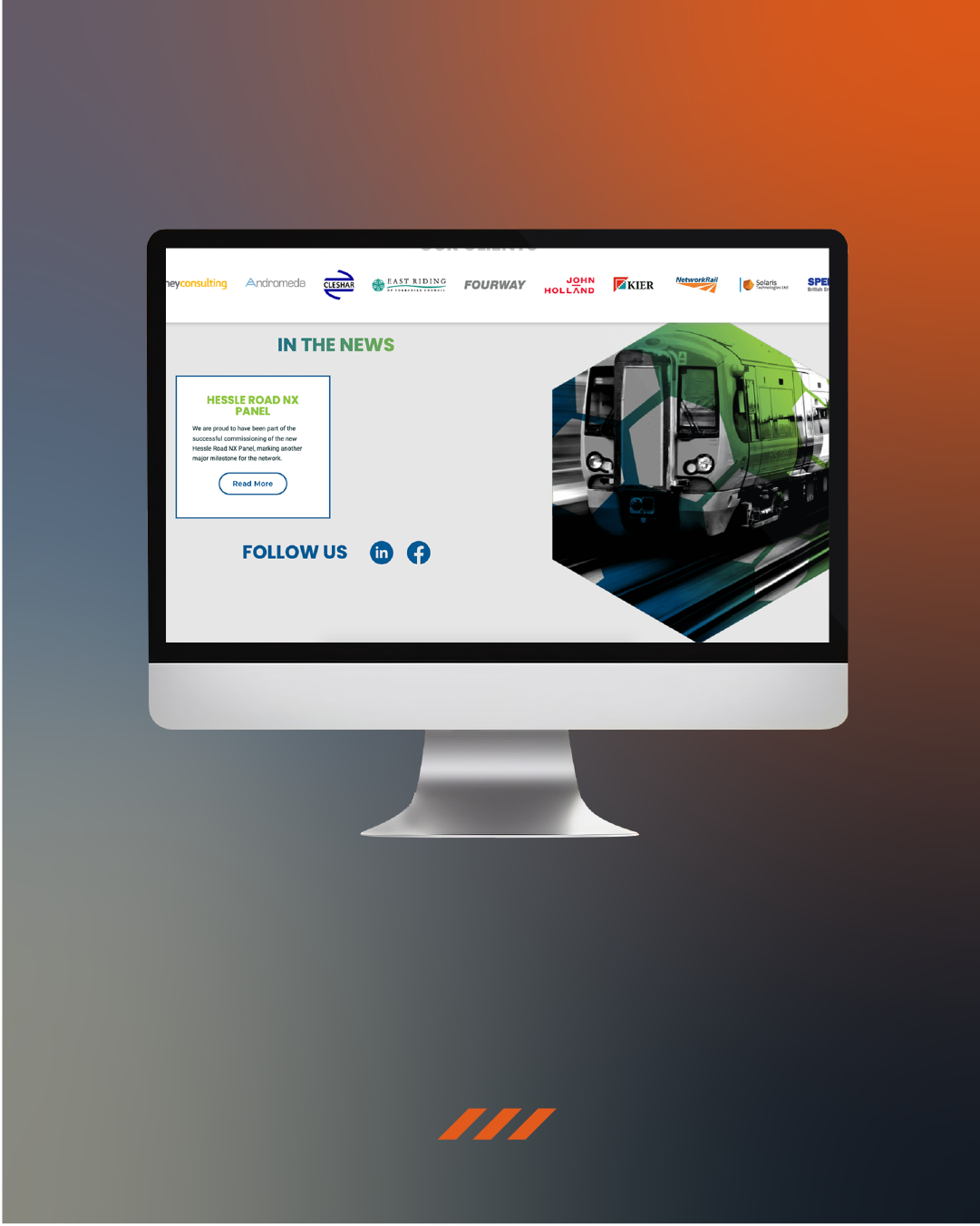 Bespoke responsive website homepage designed for Mosaic Rail rail industry business