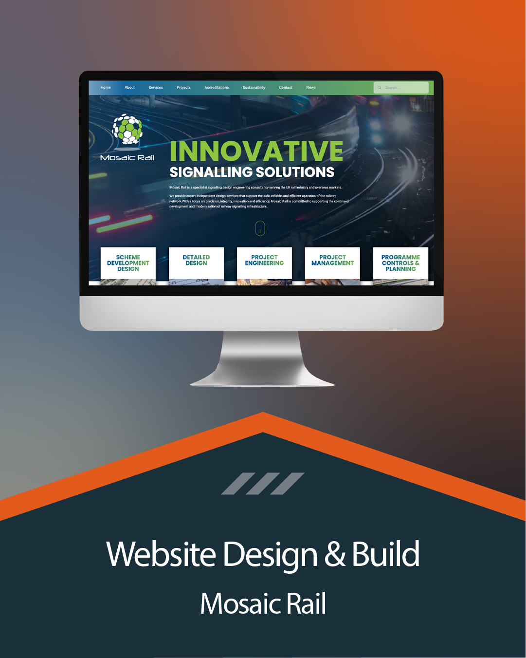 Custom website design and development project for Mosaic Rail created by Design Office in Crewe