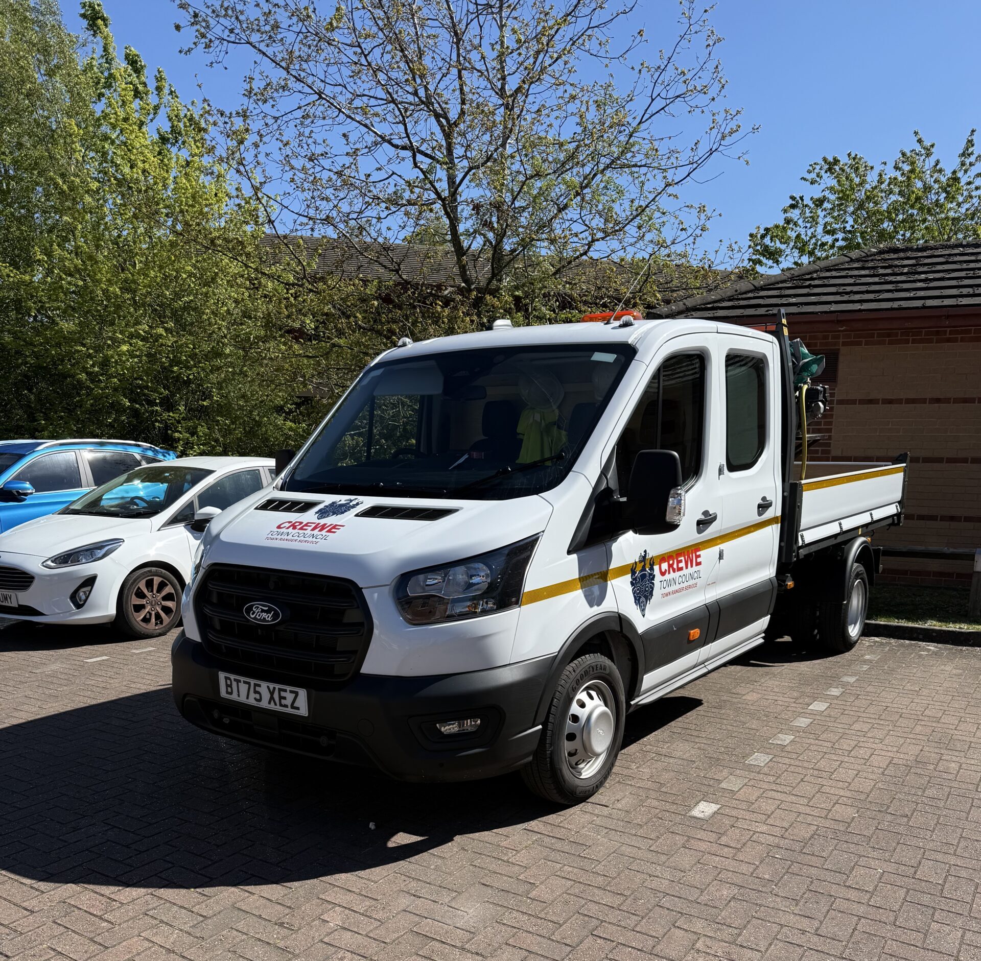 Image of Crewe Town Council van graphics angled view