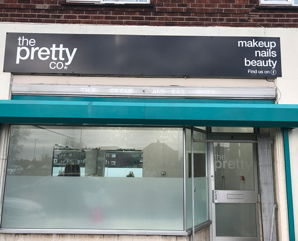 crewe sign and frosting High-quality exterior business signage installed in Knutsford