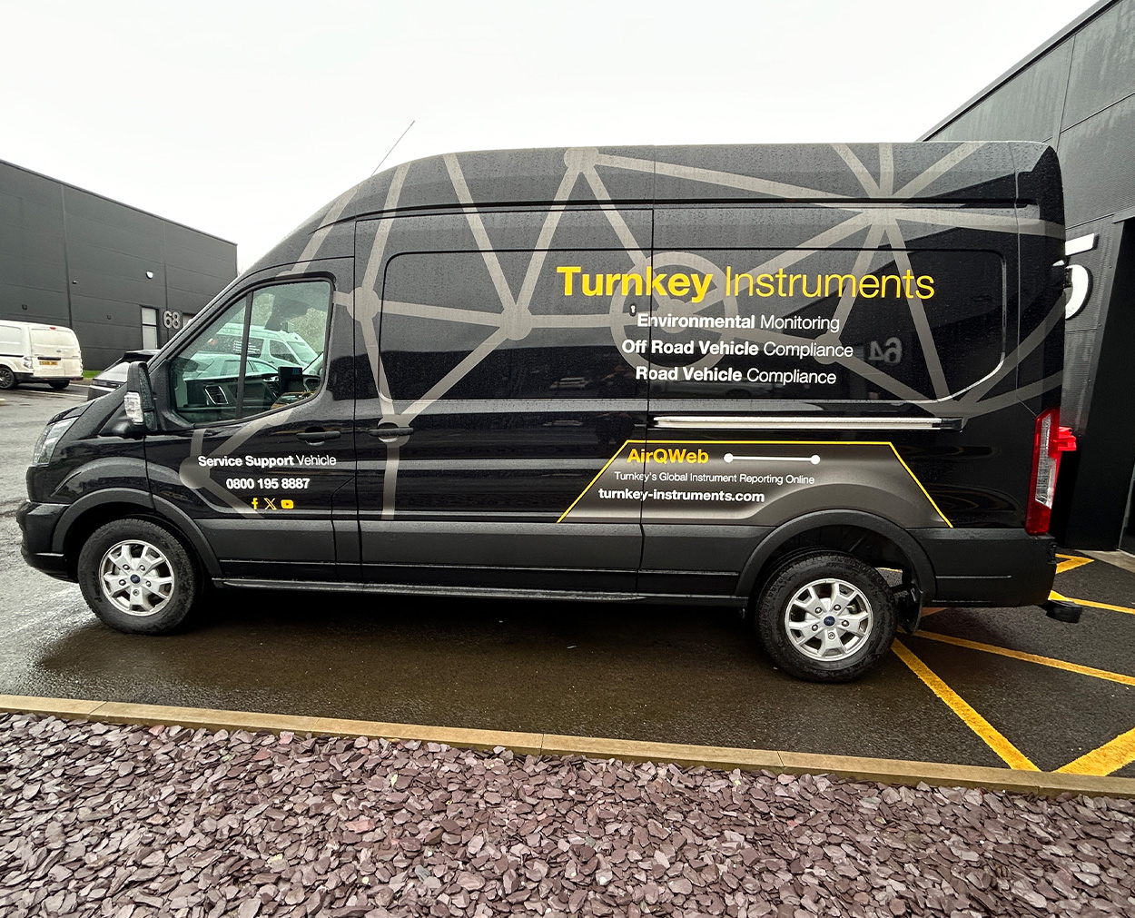 Vehicle wrap design printed and applied to Turnkey Instruments service support van