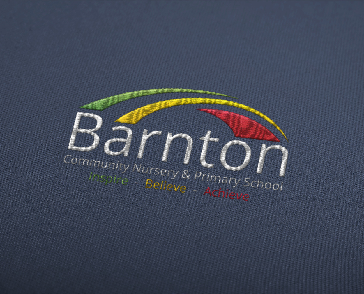 Barnton logo Barnton Community Nursery and Primary School logo embroidered on navy fabric