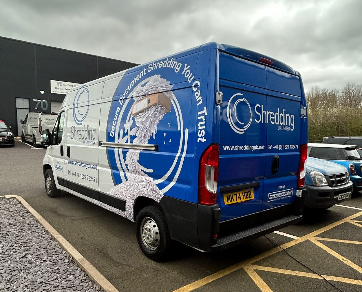 a Vehicle graphics and van livery design for Shredding UK Limited, an example of branded fleet signage