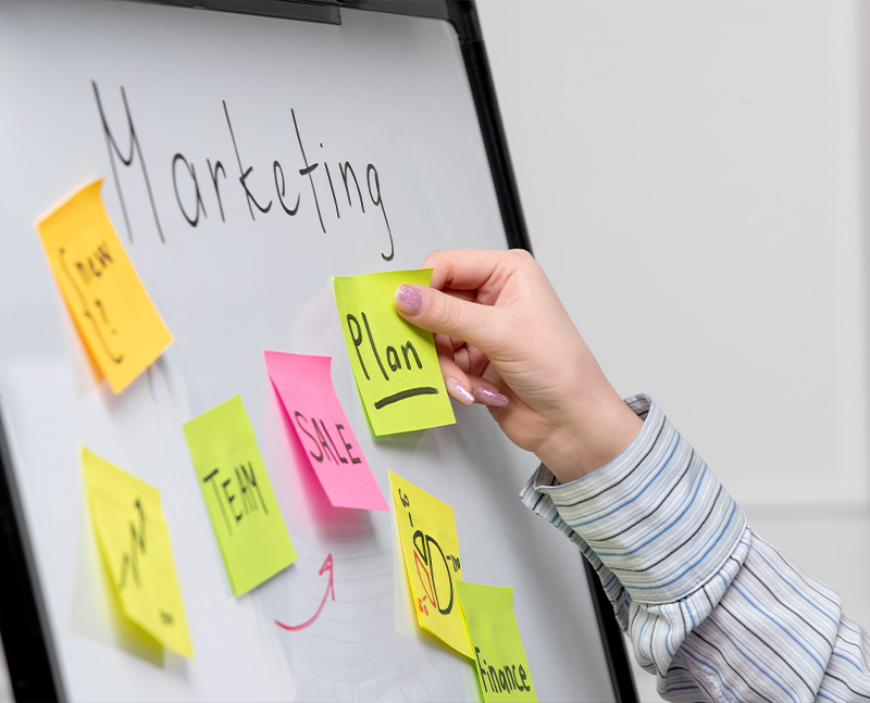 analytics-img Marketing campaign plan on whiteboard with sticky notes – Macclesfield digital marketing strategy planning