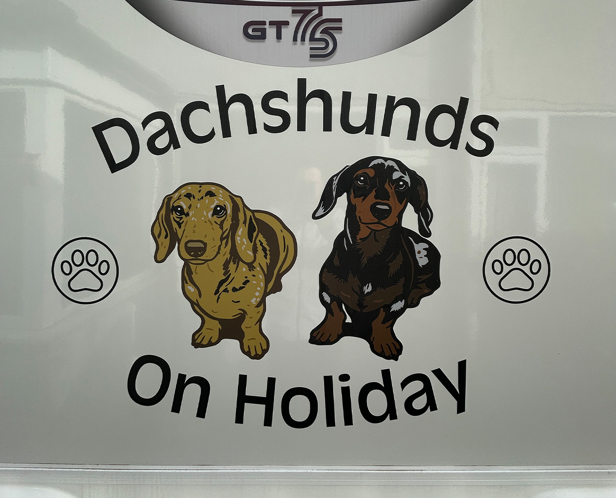 Dachshunds on Holiday Vehicle Graphics Dachshunds on Holiday vehicle graphic design with illustrated dachshund dogs