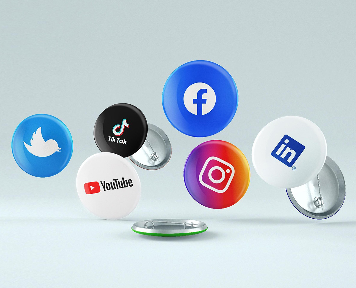 Social media marketing icons including Facebook, Instagram and YouTube - social media management