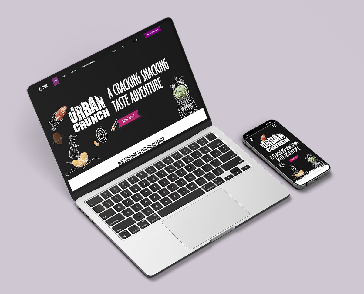 Website Design Portfolio: Urban Crunch Urban Crunch website design on laptop and mobile – Whitchurch digital marketing web design portfolio